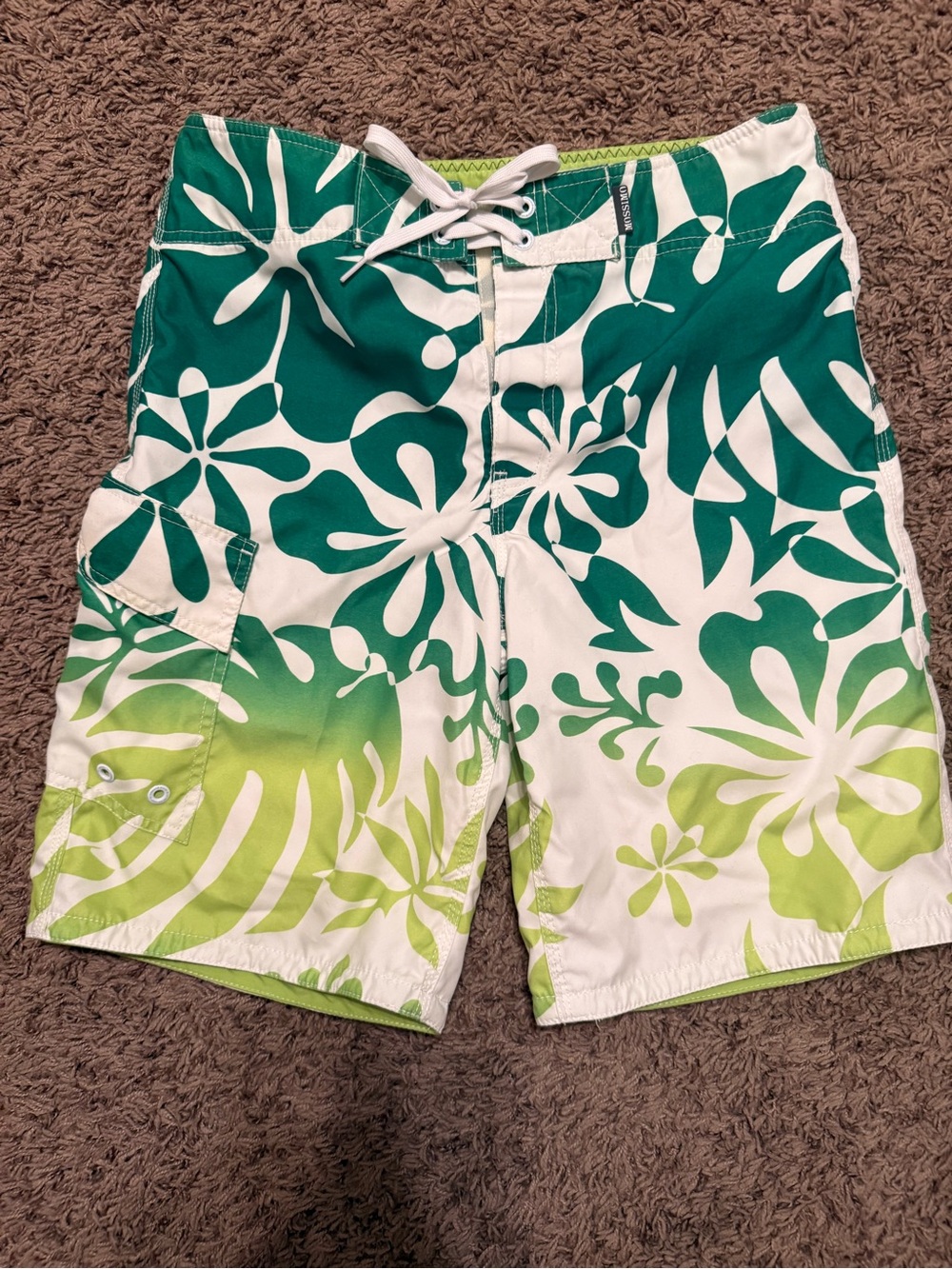 Mossimo Supply Co. Green & White Floral Swim Shorts